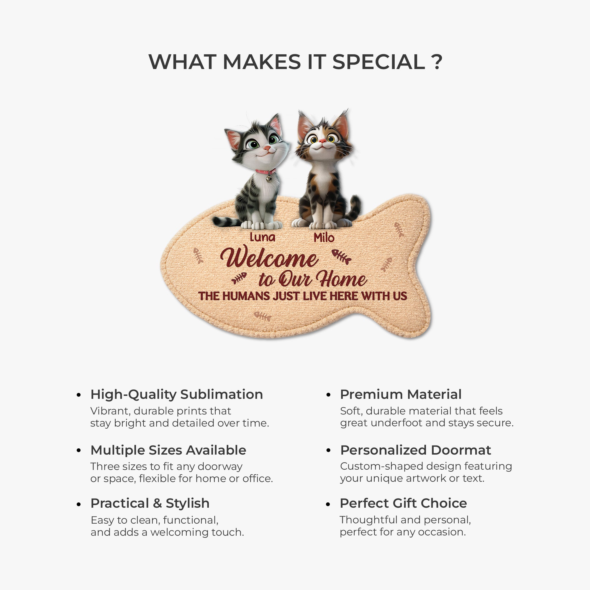 8579AUS6 welcome cat doormat custom shaped doormat gifts for cat owners 8579ad6pcd