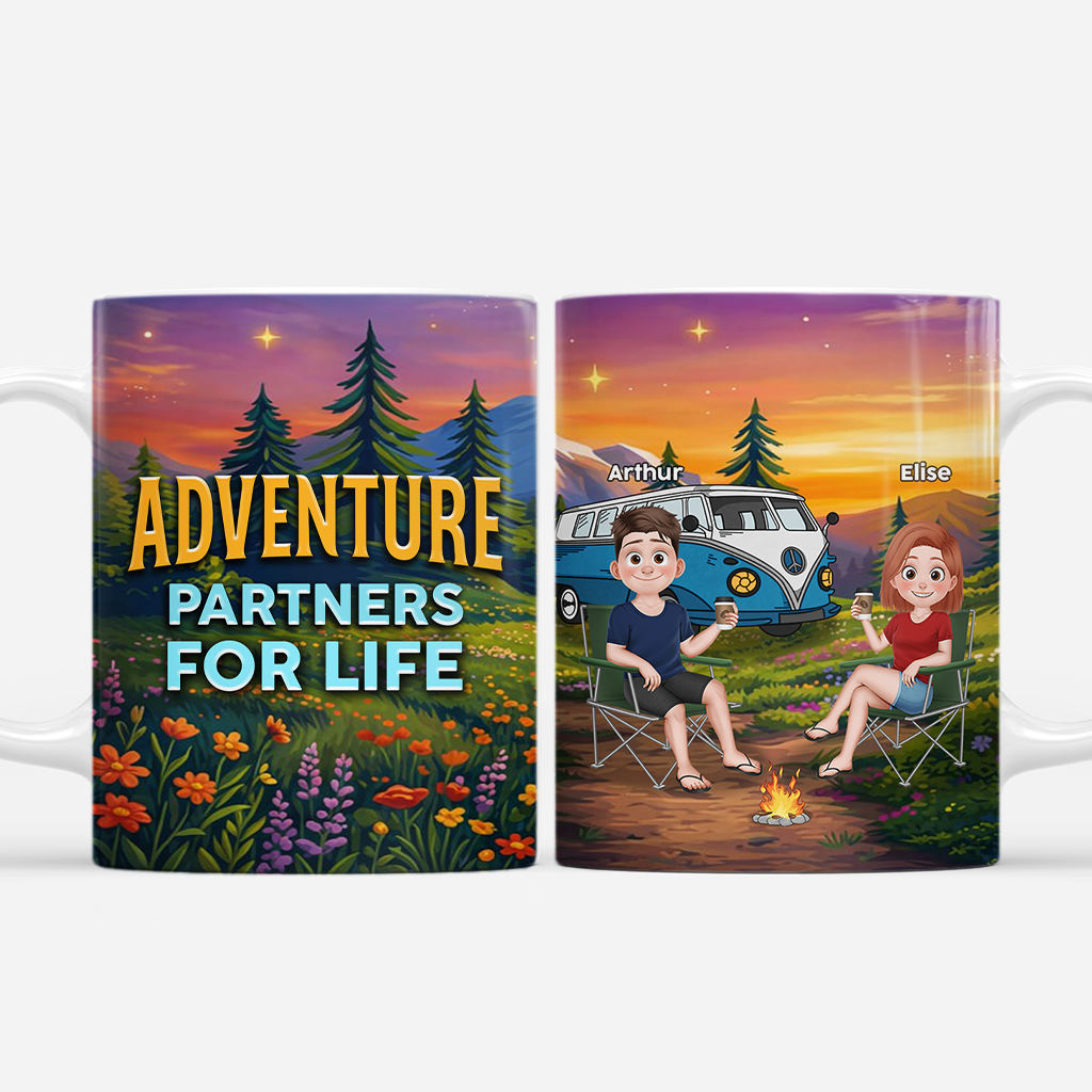 8582MUSUK1 adventure partners for life mug personalized camping gifts for couples  8582mtcbg