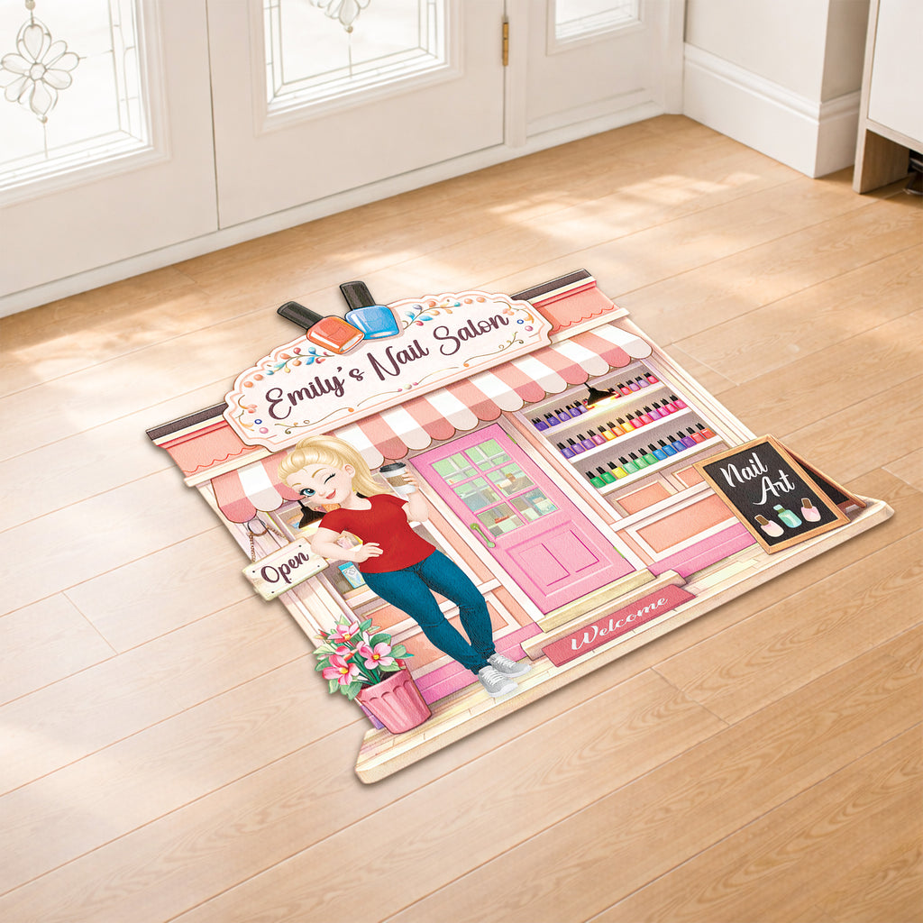 8593AUK2 3d printing effect personalised nail salon custom shaped doormat for her 8593adclca
