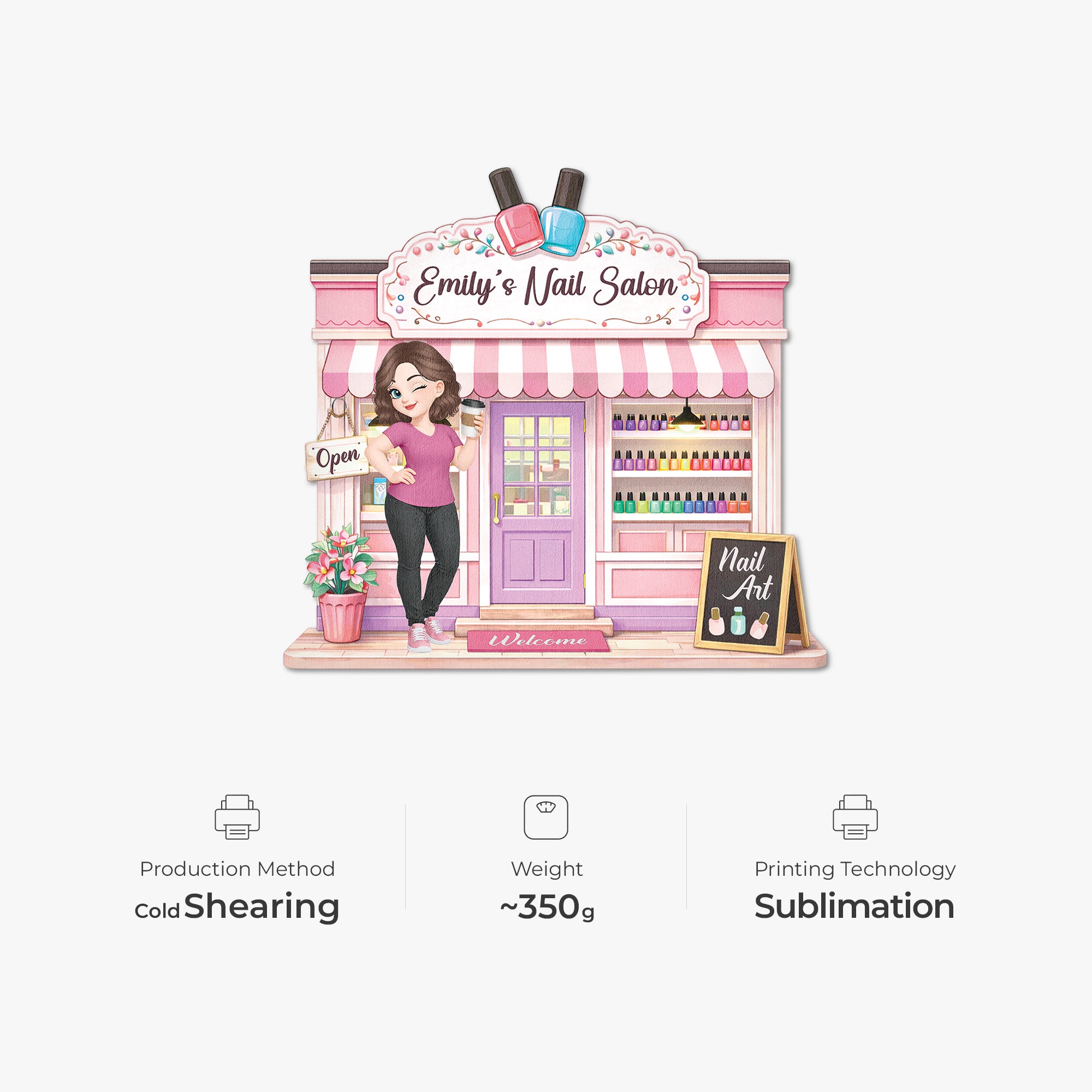 8593AUK4 3d printing effect personalised nail salon custom shaped doormat for her 8593adclca