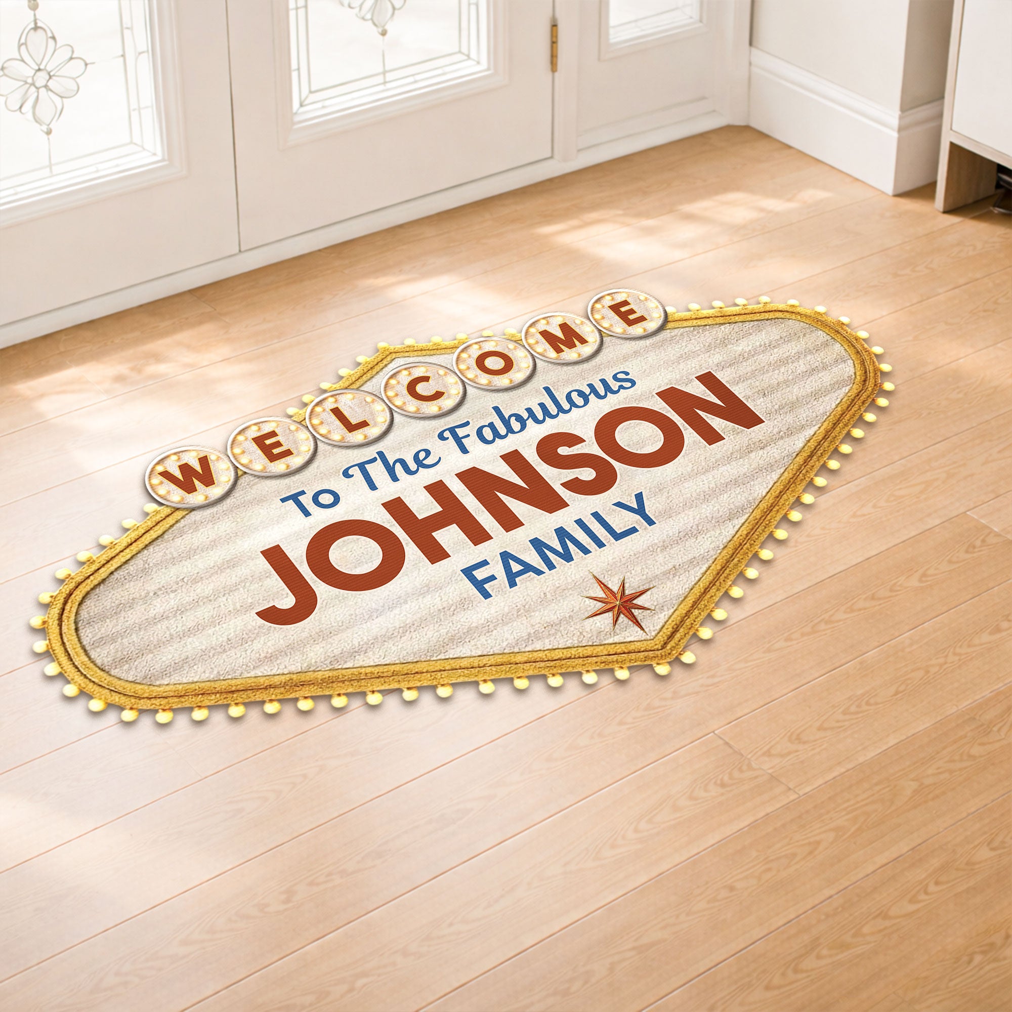 8594AUS2 3d printing effect welcome doormat_ with family name custom shaped doormat 8594adchri