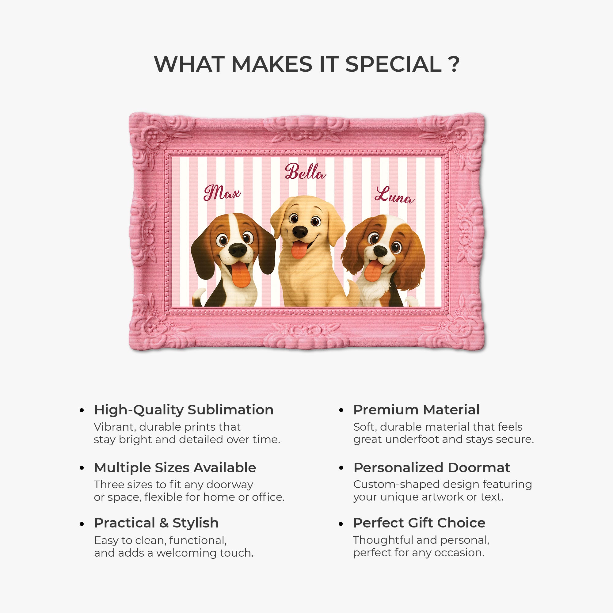 8596AUS6 3d printing effect picture frame custom shaped doormat gifts for dog lovers 8596adcklc