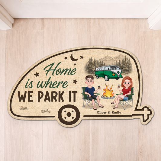 8615AUS1 home is where we park it mat_ custom shaped doormat camping gift for couples 8615adtfhg