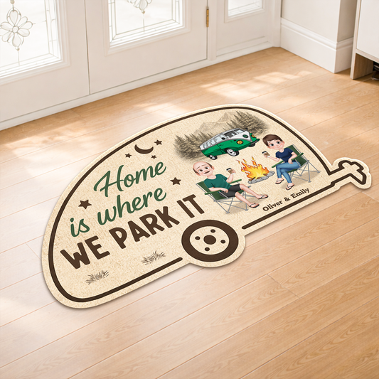 8615AUS2 home is where we park it mat_ custom shaped doormat camping gift for couples 8615adtfhg