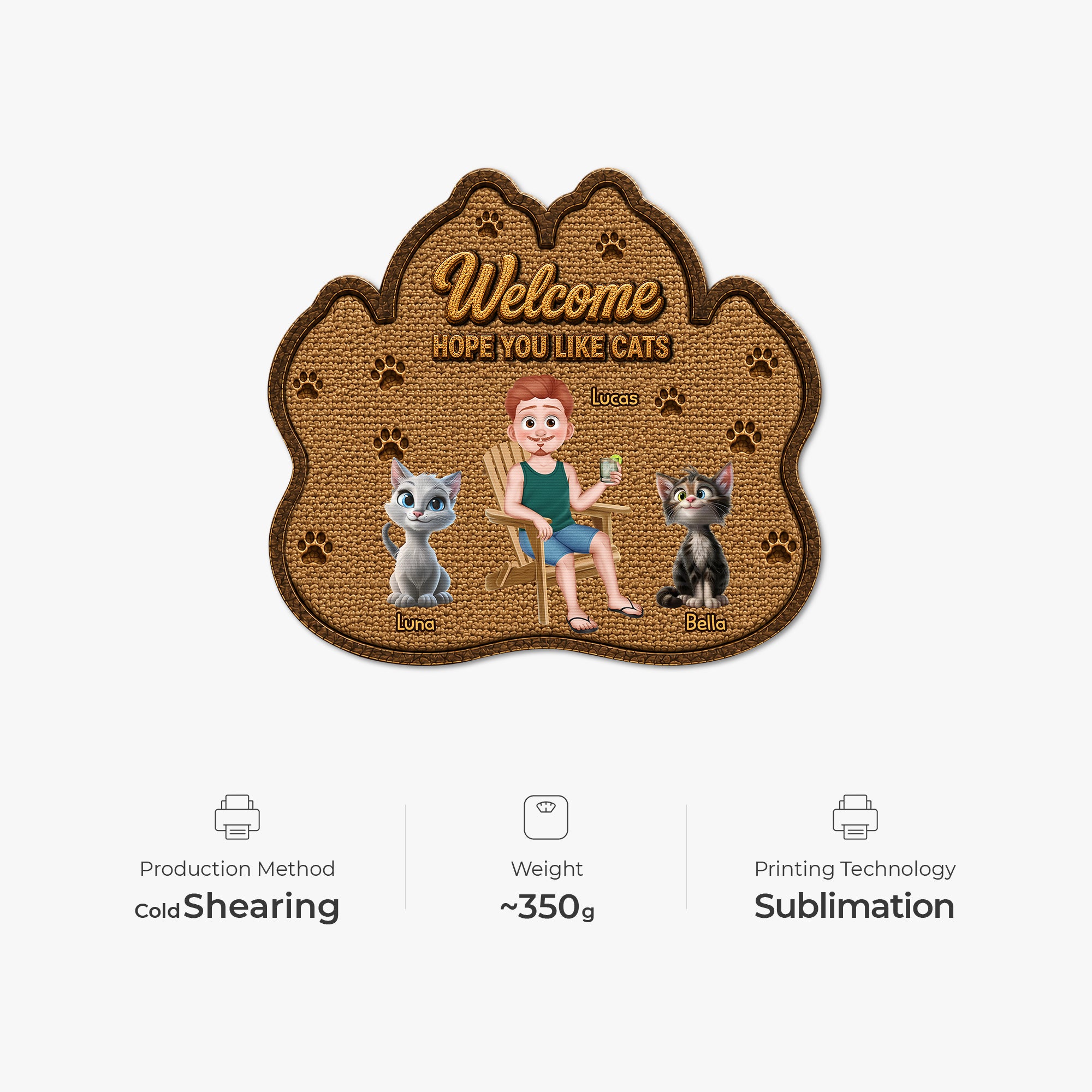 8616AUS4 custom shaped doormat personalized cat gifts for owners 8616adayrd