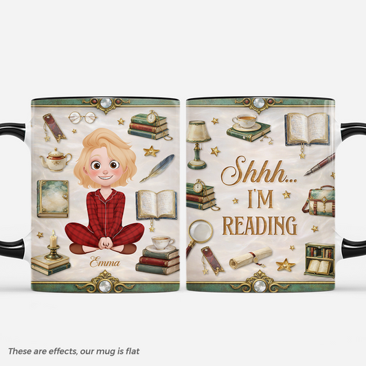 8632MUS1 3d printing effect shhh im reading mug custom book lover gifts for himher 8632m8cza