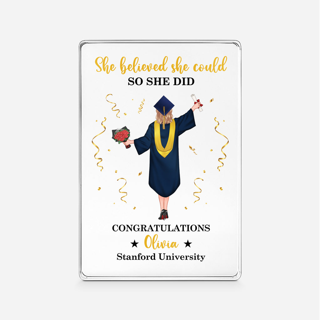 8635RUS1 custom rectangle acrylic plaque she believed she could so she did _graduation gifts 8635r6dca