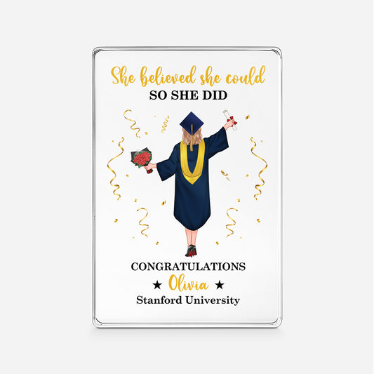 8635RUS1 custom rectangle acrylic plaque she believed she could so she did _graduation gifts 8635r6dca