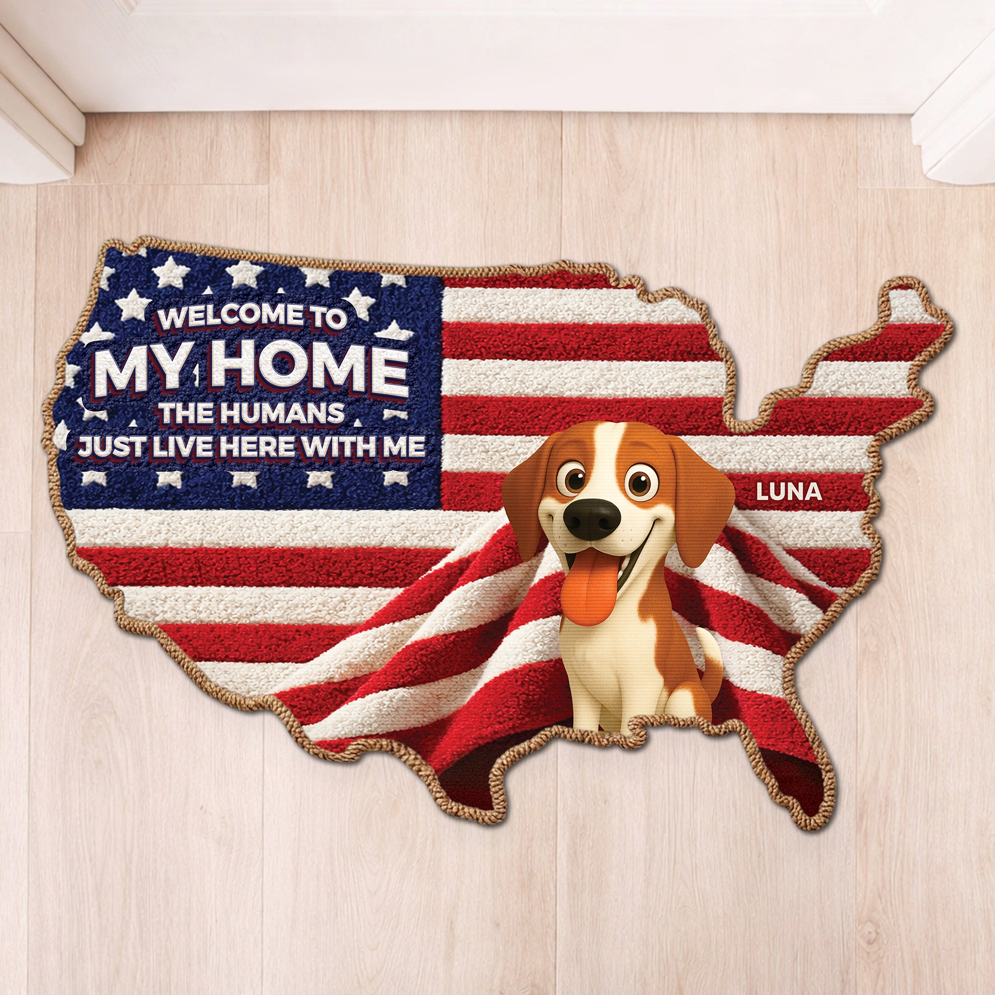 8655AUS1 3d printing effect custom shaped doormat 4th of july gifts for dog lovers 8655adspzc