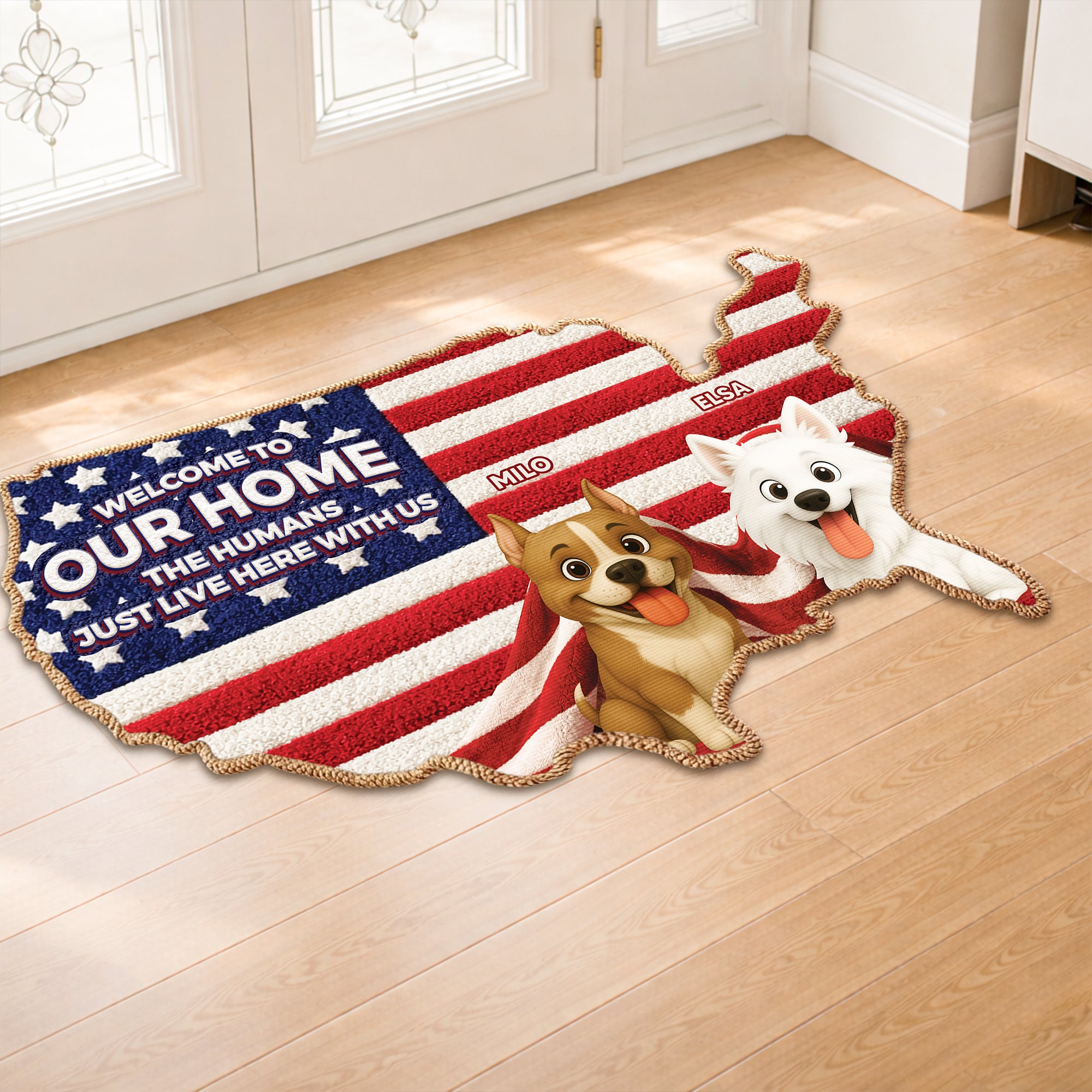 8655AUS2 3d printing effect custom shaped doormat 4th of july gifts for dog lovers 8655adspzc
