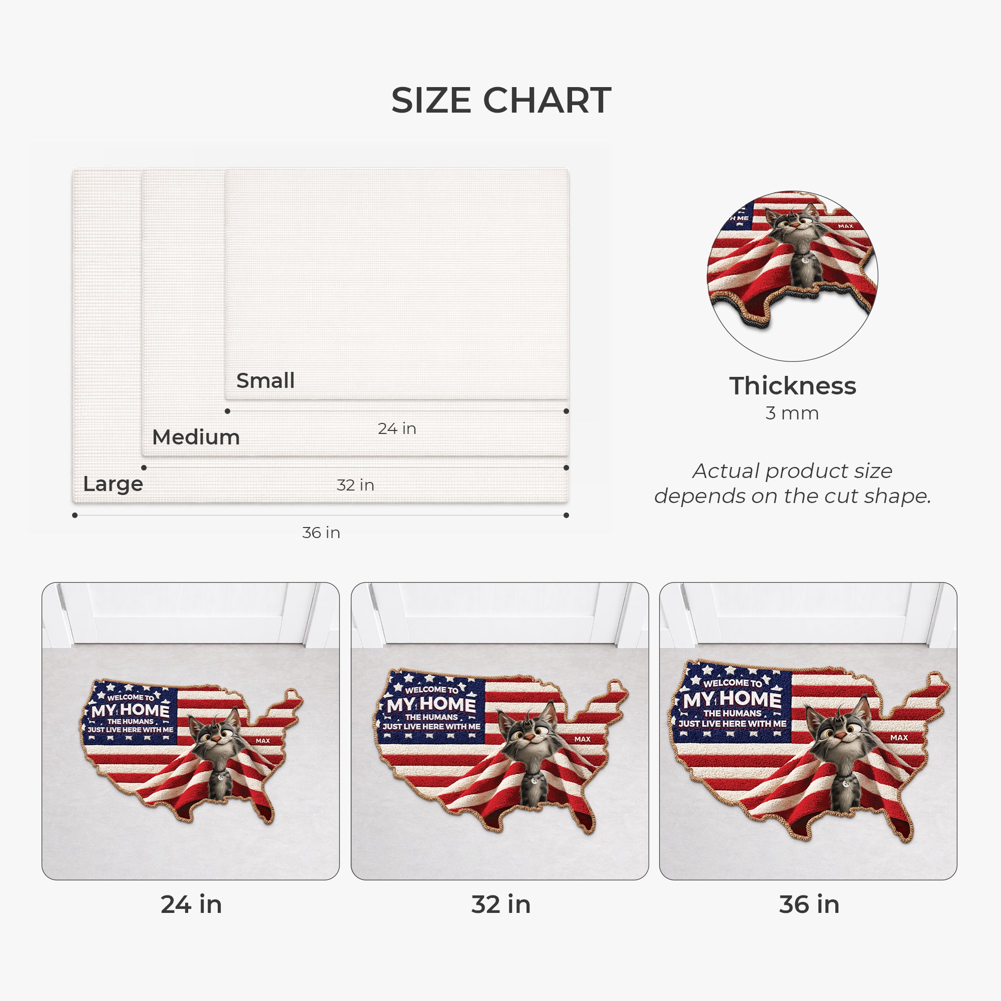8655AUS3 3d printing effect custom shaped doormat 4th of july gifts for cat lovers 8655adspzd