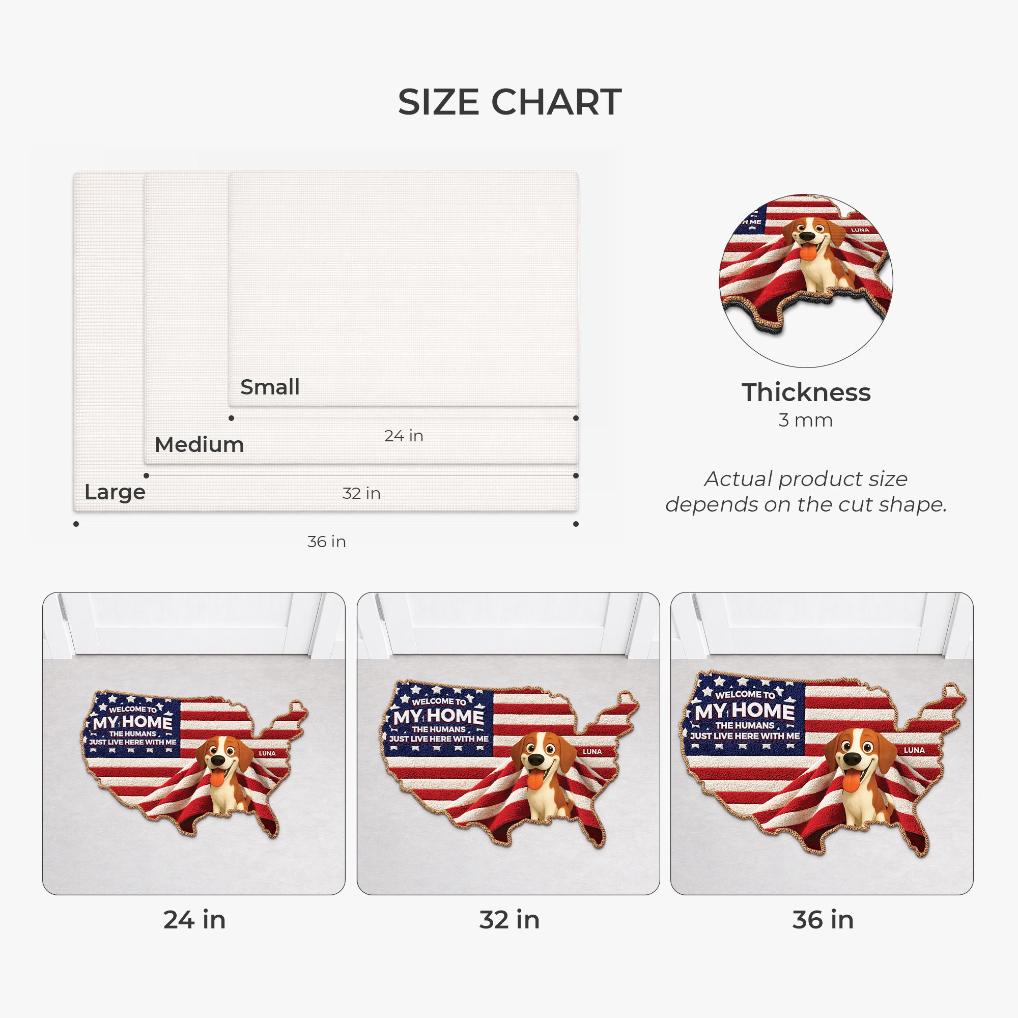 8655AUS3 3d printing effect custom shaped doormat 4th of july gifts for dog lovers 8655adspzc