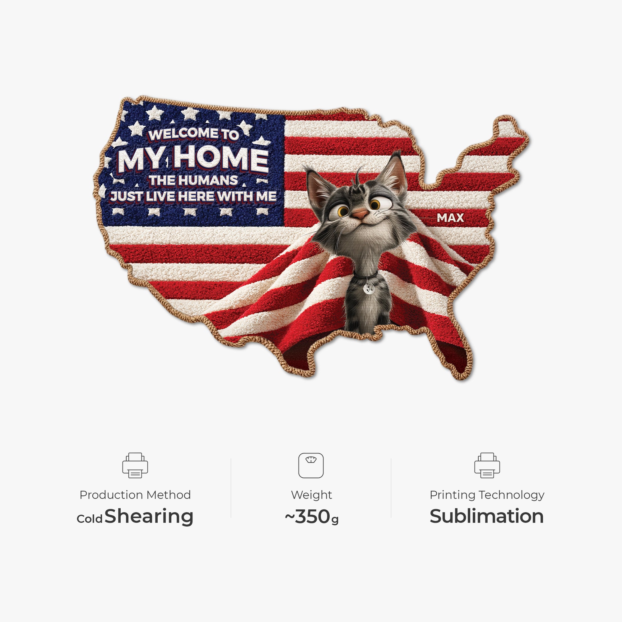 8655AUS4 3d printing effect custom shaped doormat 4th of july gifts for cat lovers 8655adspzd