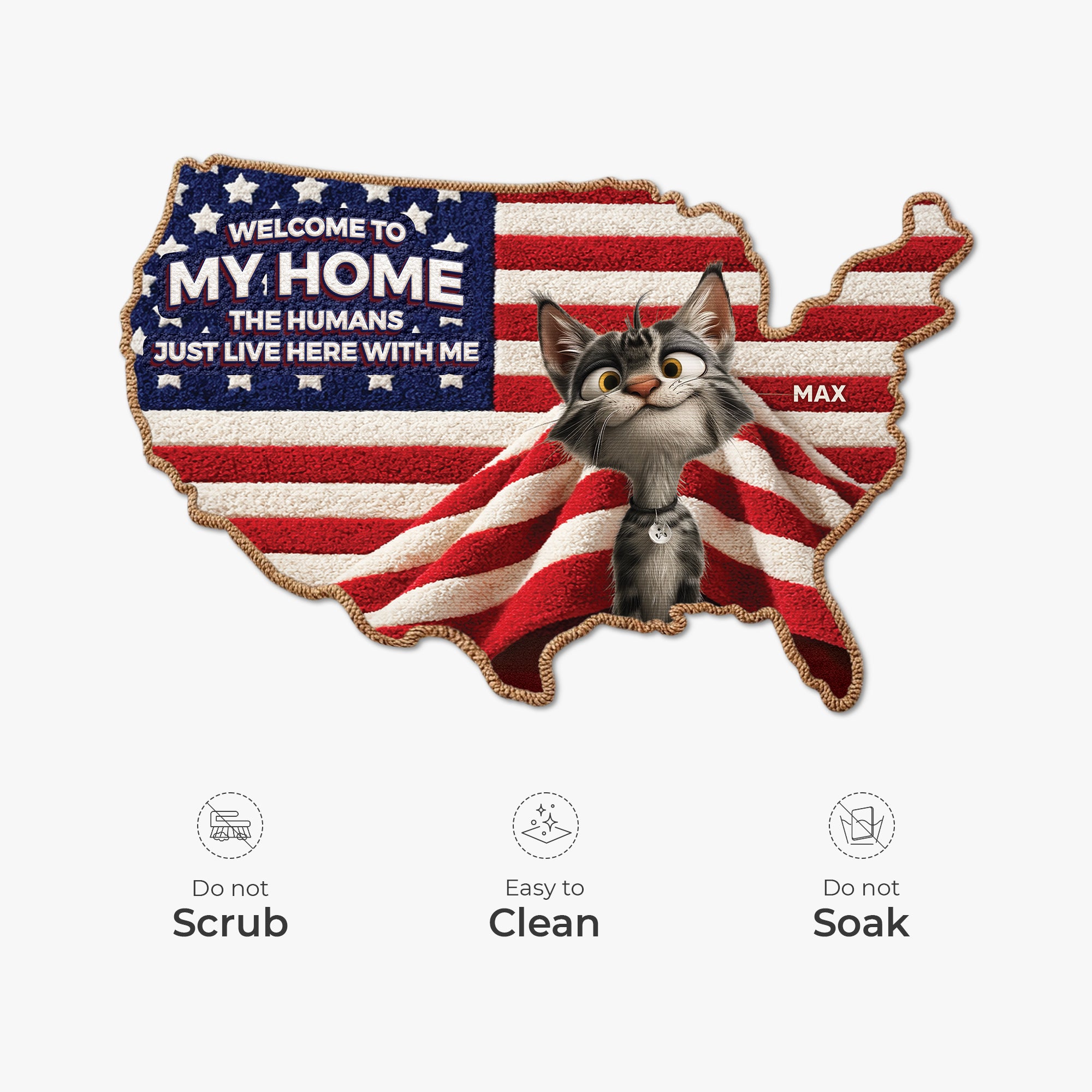8655AUS5 3d printing effect custom shaped doormat 4th of july gifts for cat lovers 8655adspzd