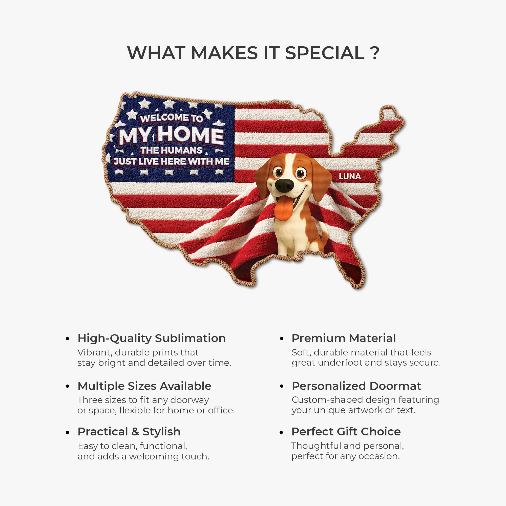 8655AUS6 3d printing effect custom shaped doormat 4th of july gifts for dog lovers 8655adspzc