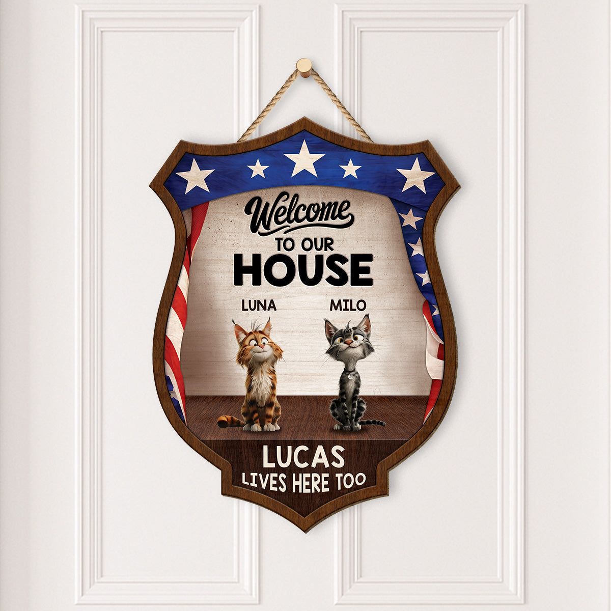 8657QUS2 3d printing effect custom wood signs 4th of july gifts for cat lovers 8657qslmd