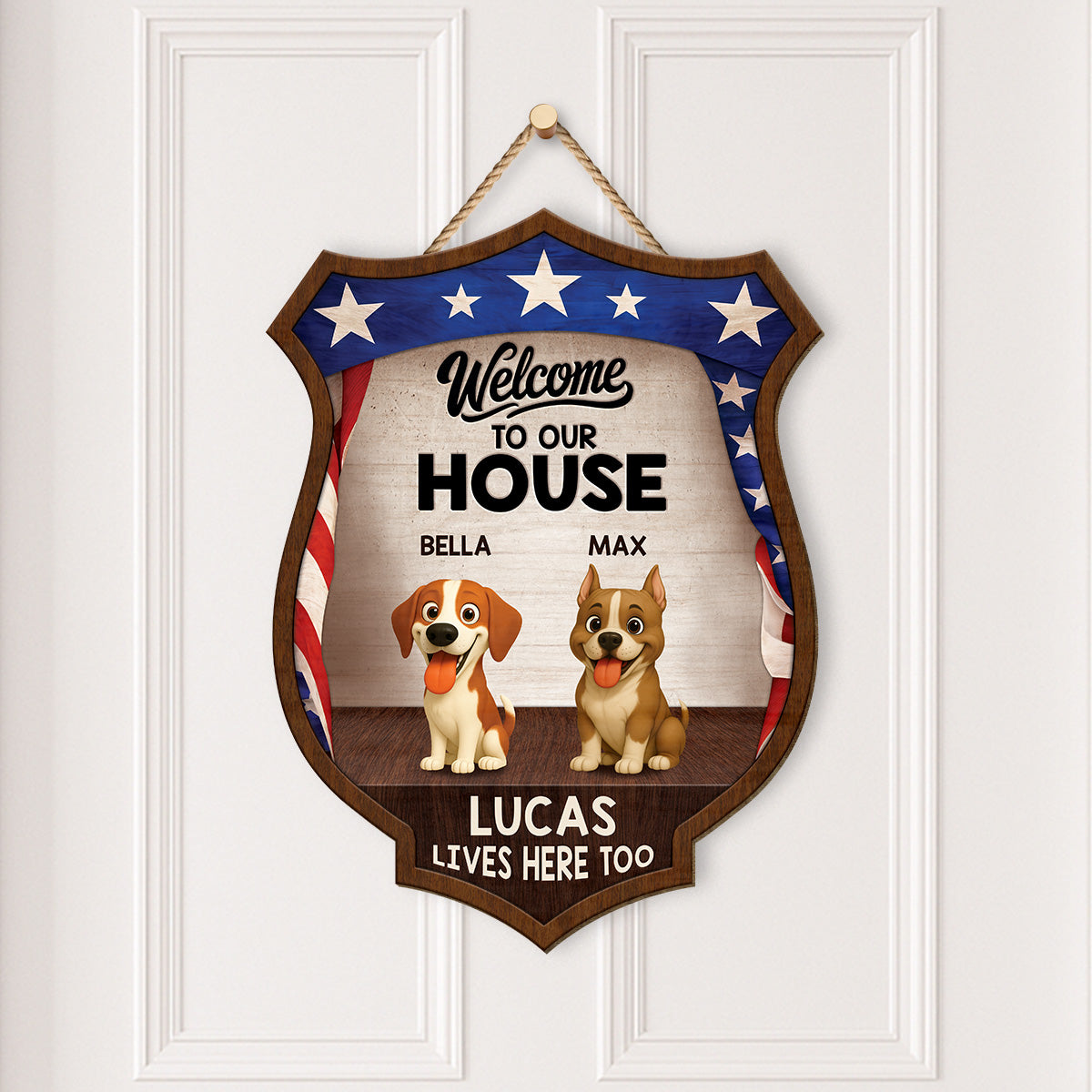 8657QUS2 3d printing effect custom wood signs 4th of july gifts for dog lovers 8657qslmc