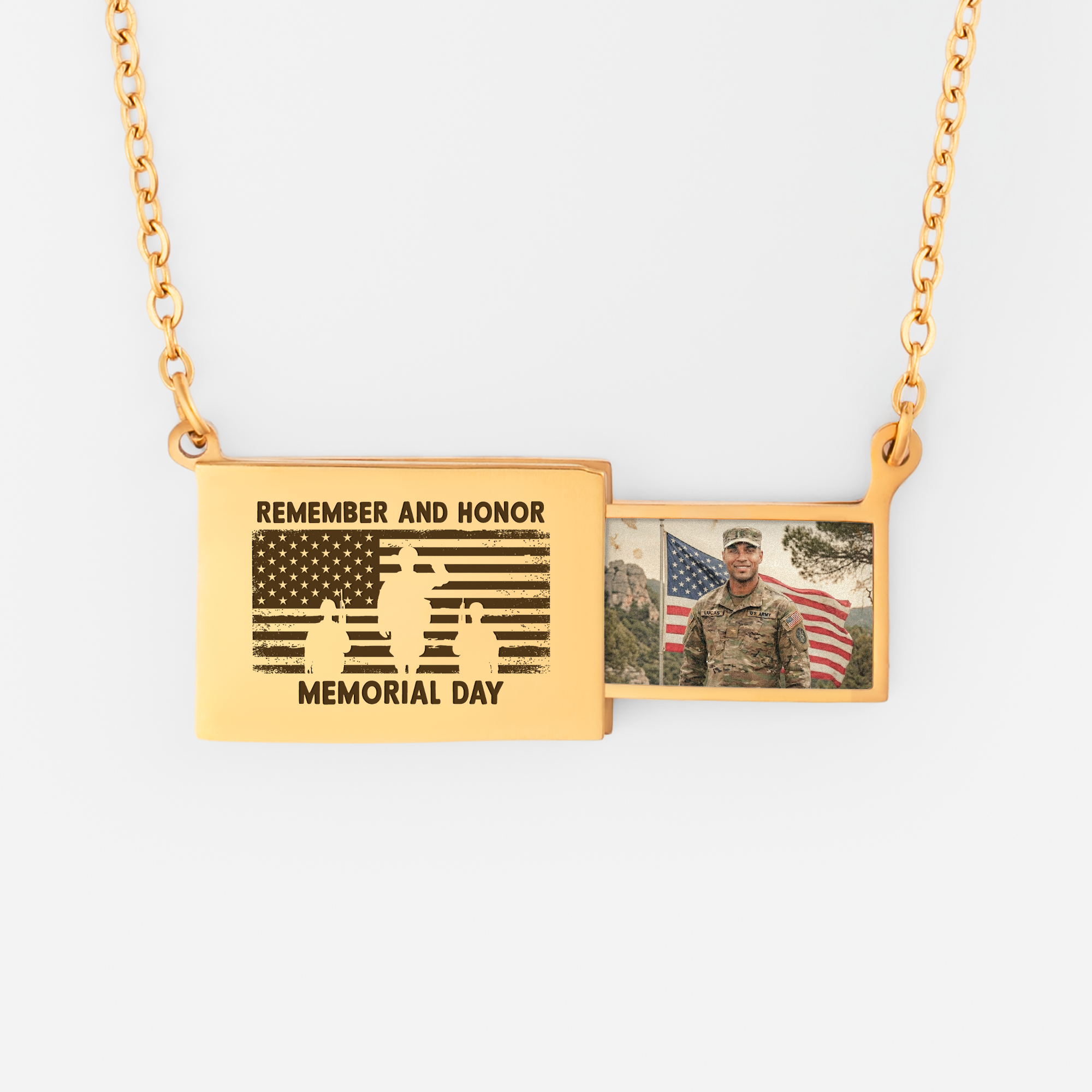8659JUS1 military memorial day necklace_ with photo personalized 4th of july gifts 8659jsfnb