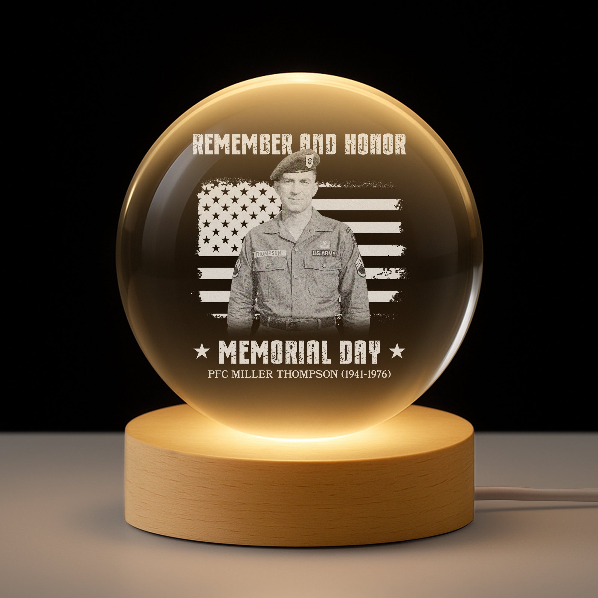 8694LUS1 memorial photo crystal ball lamp personalized 4th of july gifts 8694lsp5b