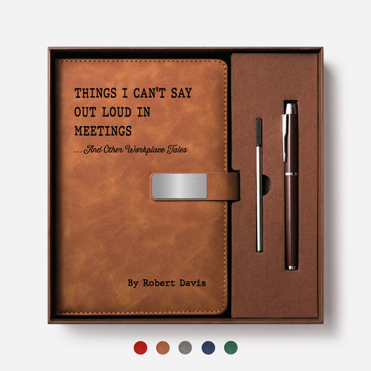 8712MUS1 leather notebook and pen set personalized office gifts for coworkers 8712moapno