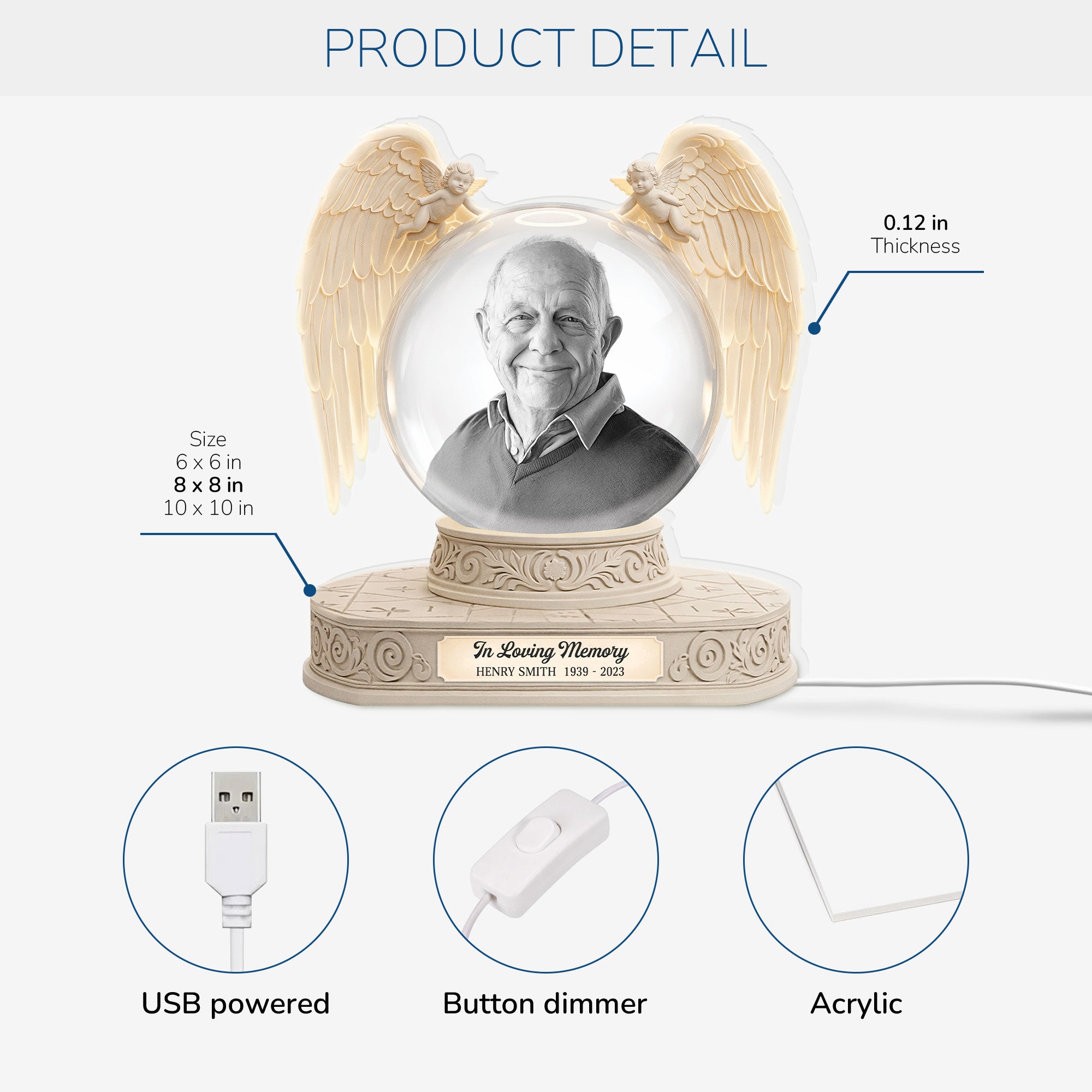 8719LUK2 3d printing effect personalised memorial light box for loss of mumdad 8719laqla