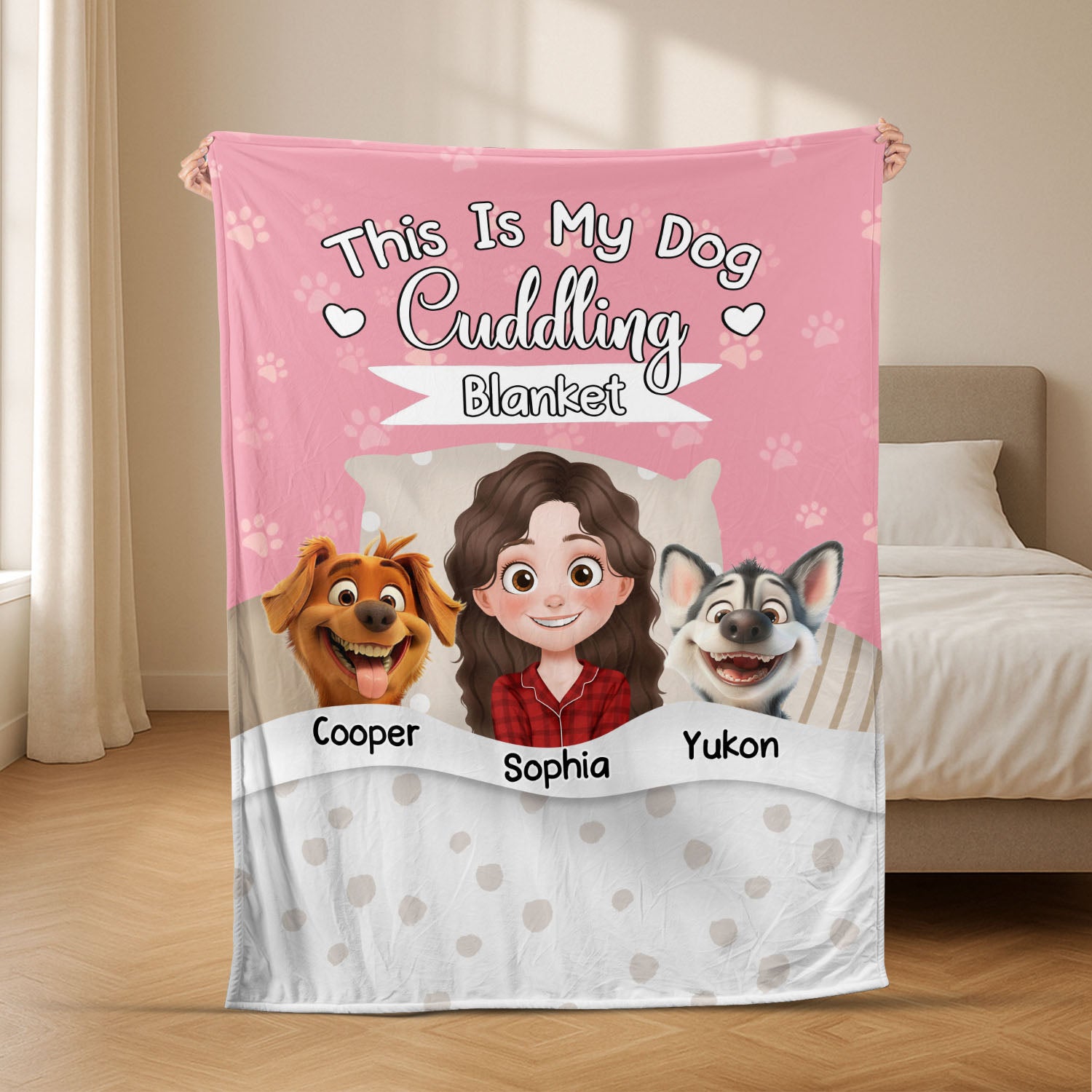 8724BUS1 my dog cuddling blanket personalized fleece blanket for dog lovers 8724b8hsc_2