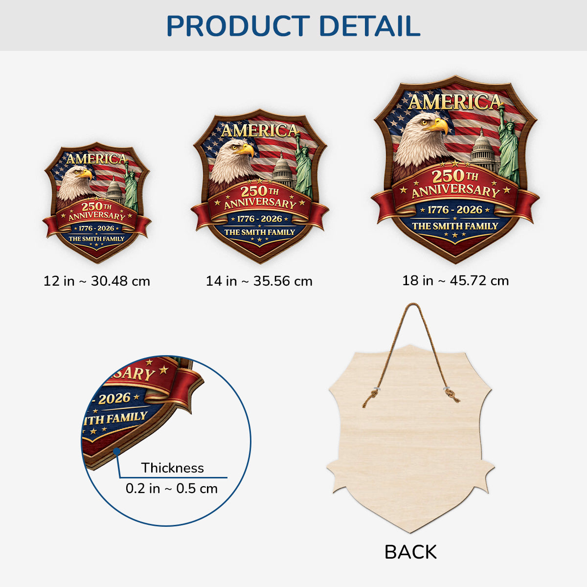 8733QUS3 america 250th anniversary wood sign personalized 4th of july gifts for family 8733qslmi