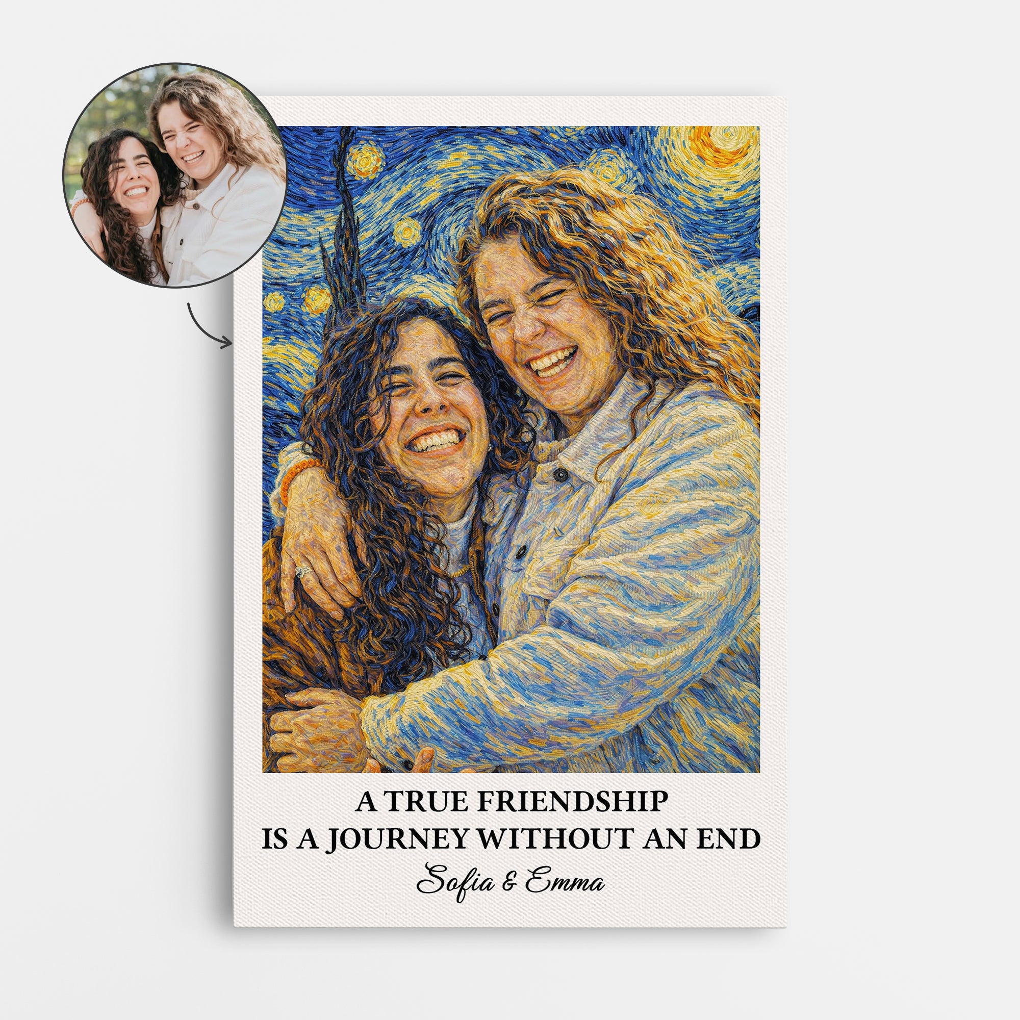 8772CUS1 turn your photo into van gogh art custom canvas best friend gifts 8772ccpcf