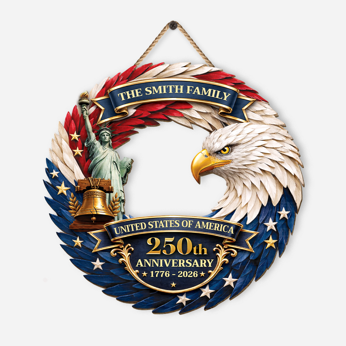 8807QUS1 america 250th anniversary wood sign personalized 4th of july gift for family 8807qtfci