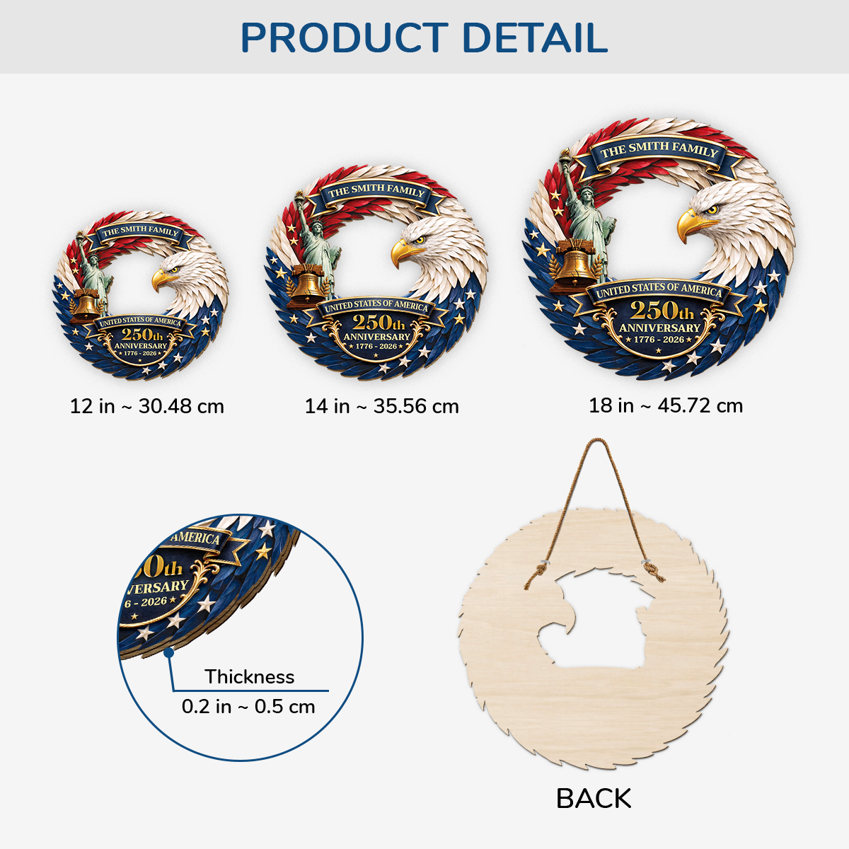 8807QUS3 america 250th anniversary wood sign personalized 4th of july gift for family 8807qtfci