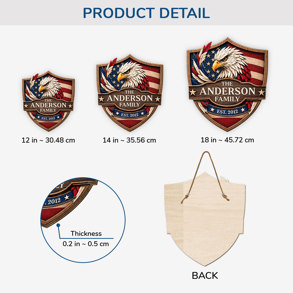8813QUS3 wooden family name signs_ for america 250th anniversary personalized 4th of july gifts 8813qseli