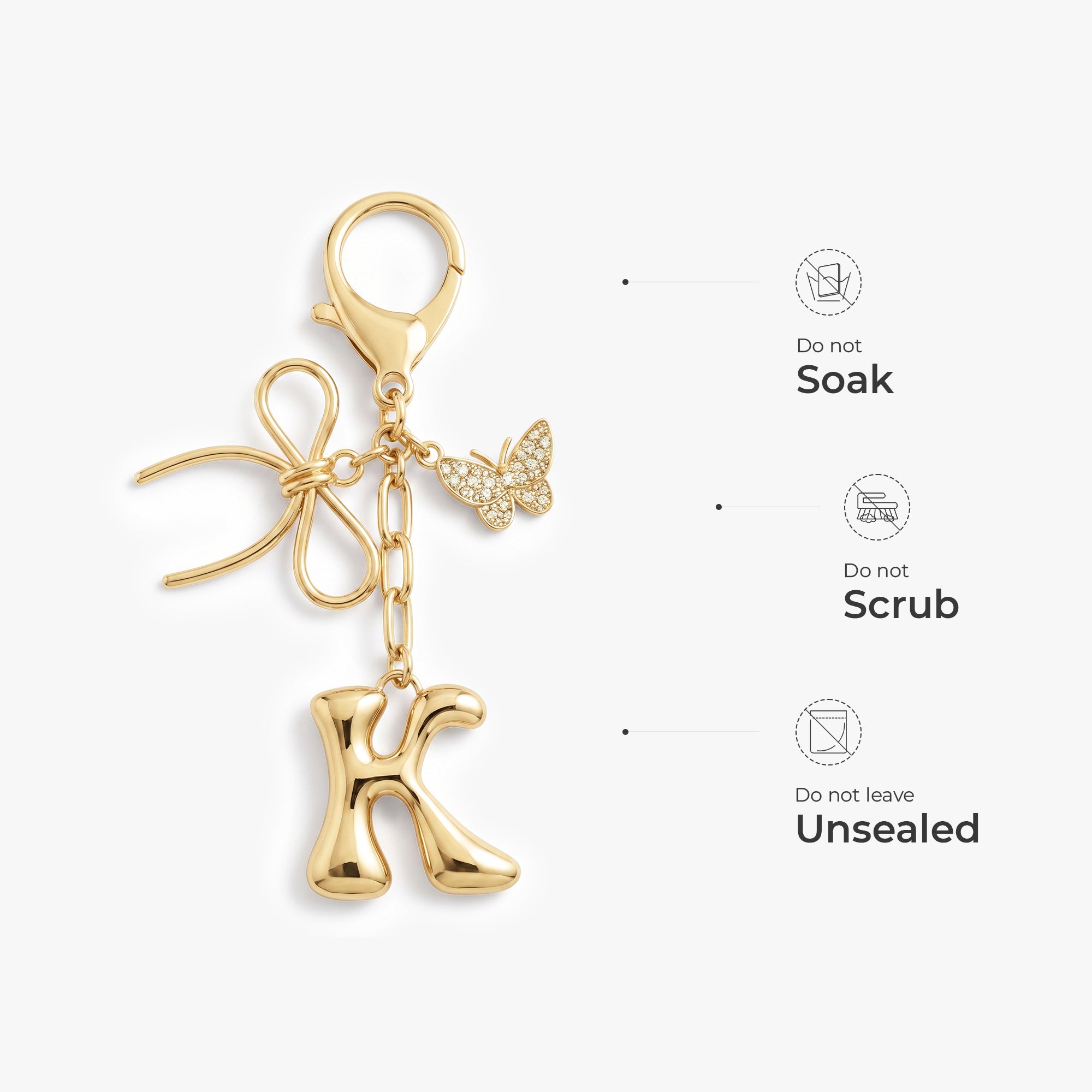 8878AUS5 bubble letter keychain_ with charms_ personalized gifts for himher 8878aj0p5a