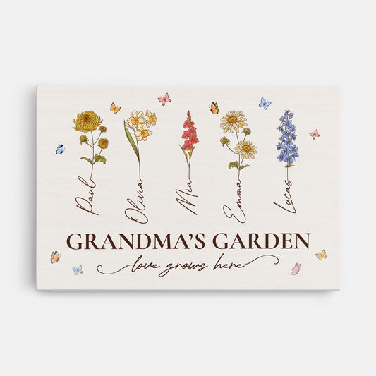 8885CUS1 grandmas garden love grows here canvas custom gifts for grandmamom 8885csyoa