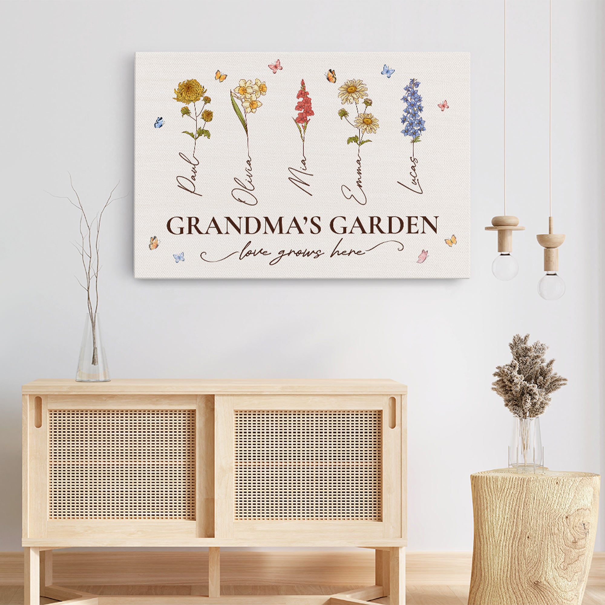 8885CUS3 grandmas garden love grows here canvas custom gifts for grandmamom 8885csyoa