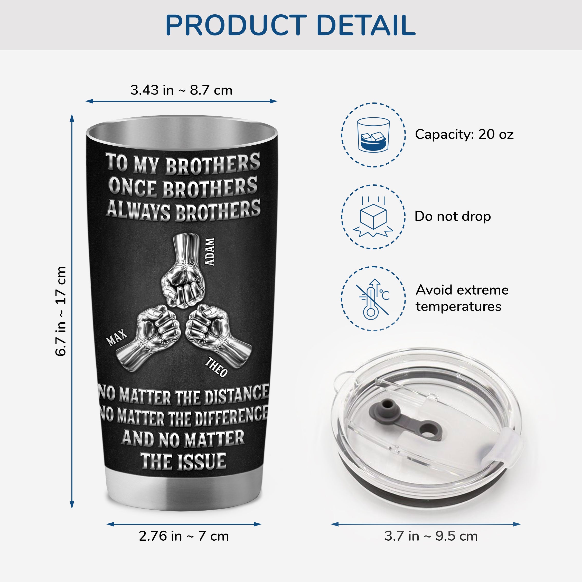8886TUS3 once a brother always a brother tumbler 20oz personalized gifts for brother 8886tspmb