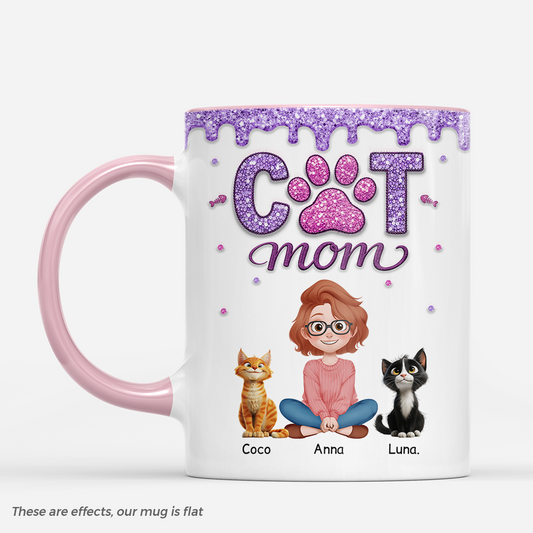 8931MUS1 3d printing effect cat mom mug personalized mug with cat and owner_ 8931m3fwd