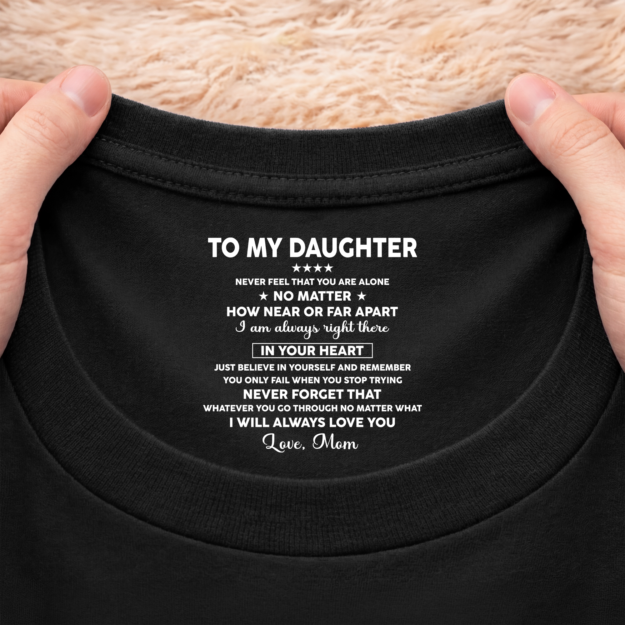 8962AUS2 custom inner neck print t shirt gifts for sondaughter never feel that you are alone 8962aatebb