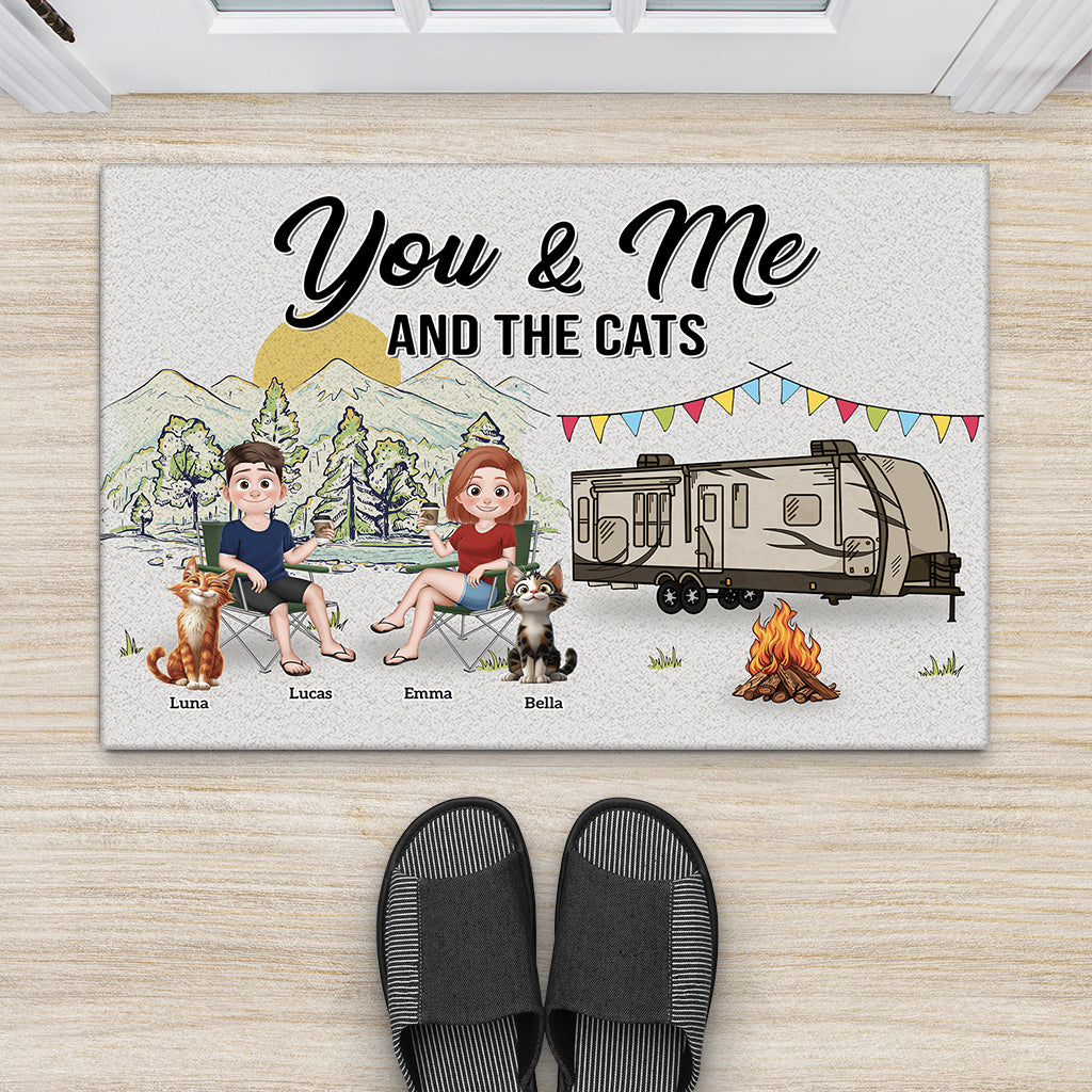 8998DUS1 you me and the cats doormat personalized camping gifts for couples 8998d3d1d