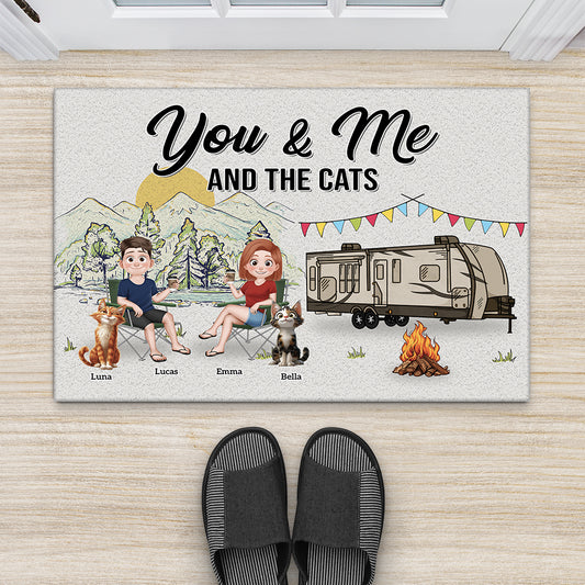 8998DUS1 you me and the cats doormat personalized camping gifts for couples 8998d3d1d