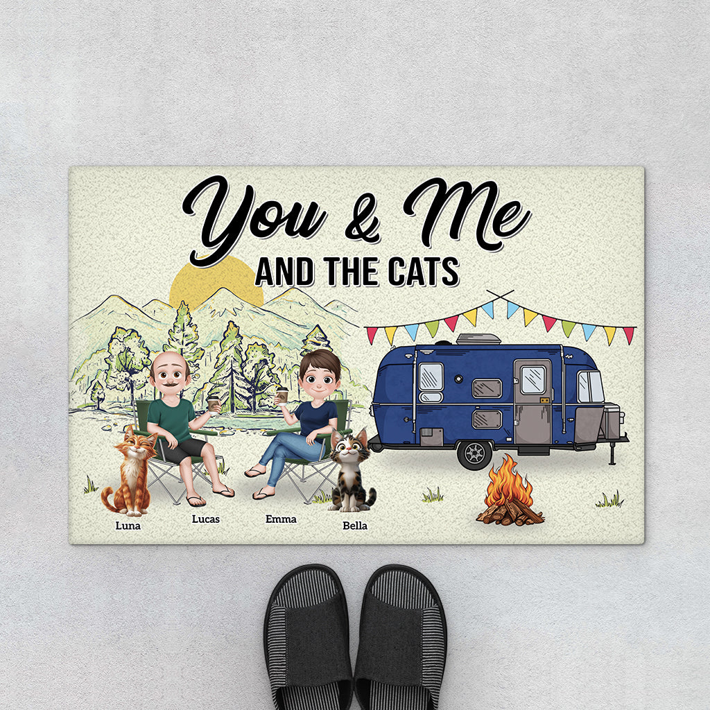 8998DUS2 you me and the cats doormat personalized camping gifts for couples 8998d3d1d