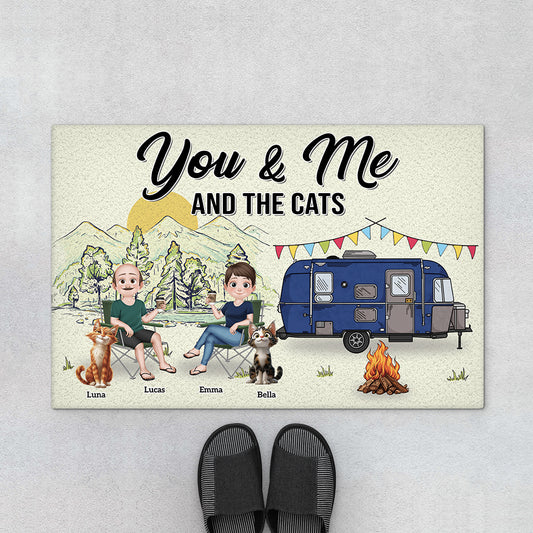 8998DUS2 you me and the cats doormat personalized camping gifts for couples 8998d3d1d