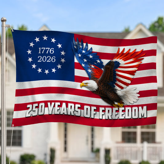 9015AUS1 250 years of freedom house flag america 250 flag personalized 4th of july gifts for family 9015asnpmi