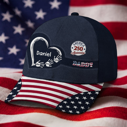 9019JUS1 america 250th anniversary cap with names personalized 4th of july gifts for dadmom 9019jsesb