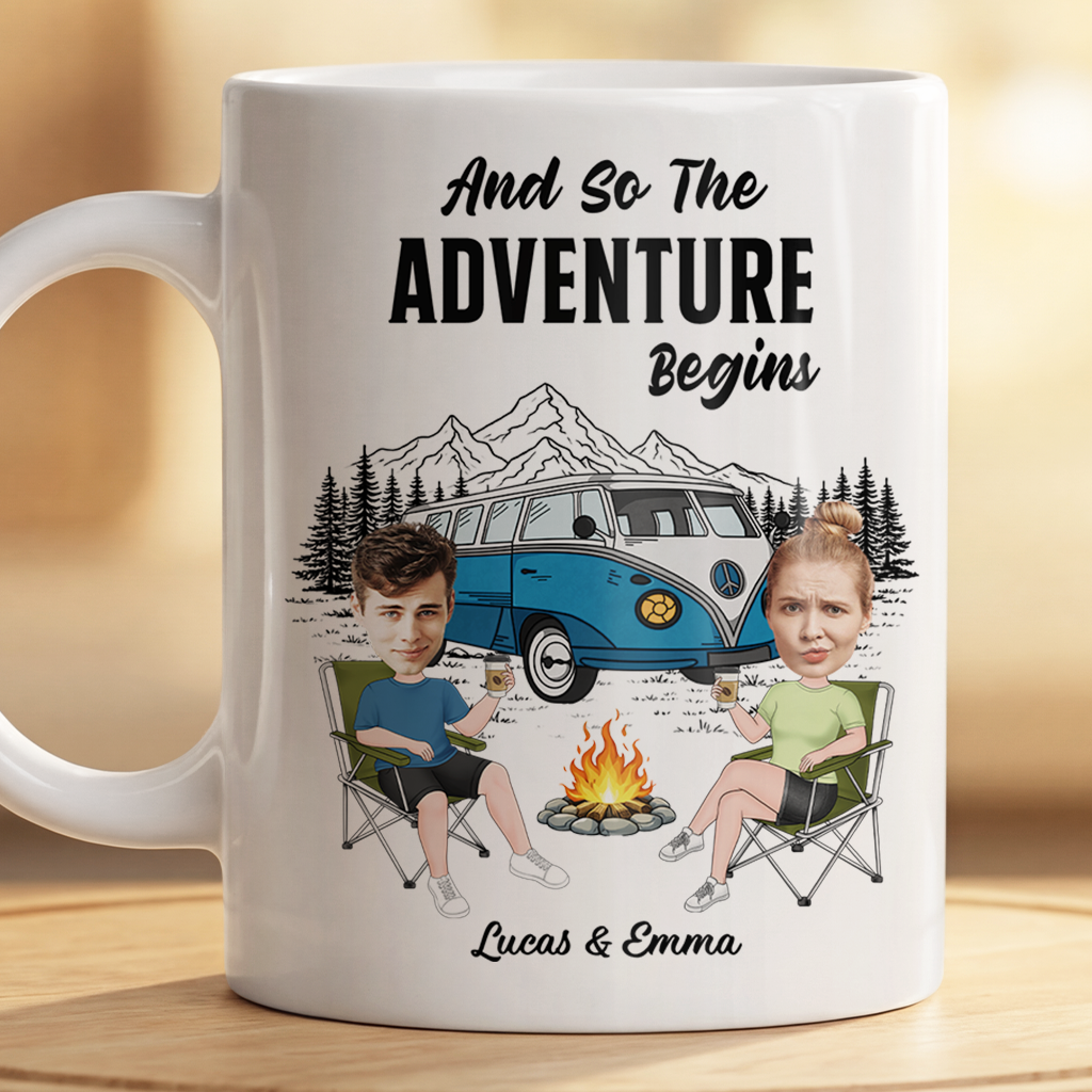 9031MFR2 mug personnalise couple dessin creer des souvenirs au camping 9031mtfcg