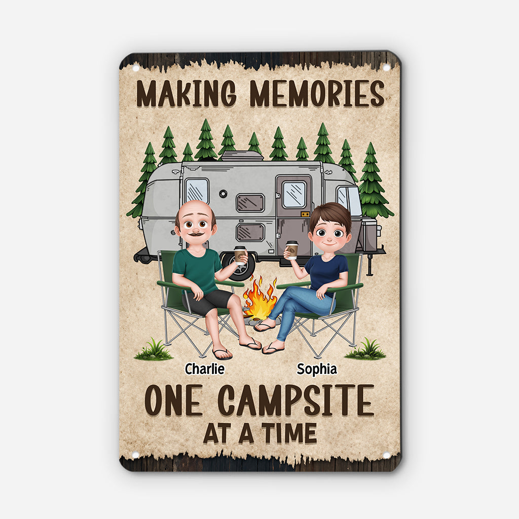 9032EUS2 making memories one campsite at a time metal sign custom camping gifts for couples 9032etpmg
