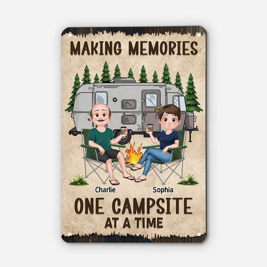 9032EUS2 making memories one campsite at a time metal sign custom camping gifts for couples 9032etpmg