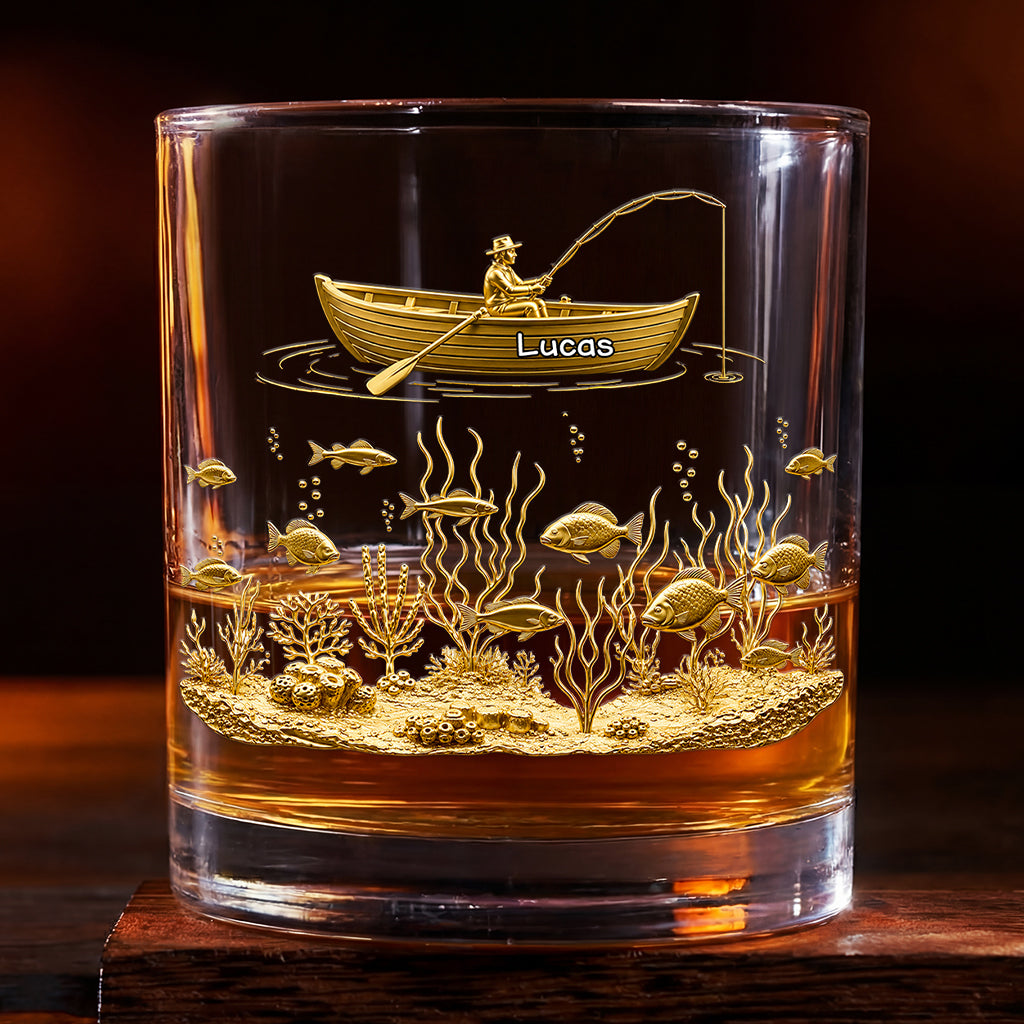 9035IUS1 3d printing effect fishing whiskey glass with name personal gifts for him 9035iapmb