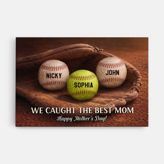 9044CUS1 happy mothers day baseball canvas wall art custom gifts for momdad 9044c8kra