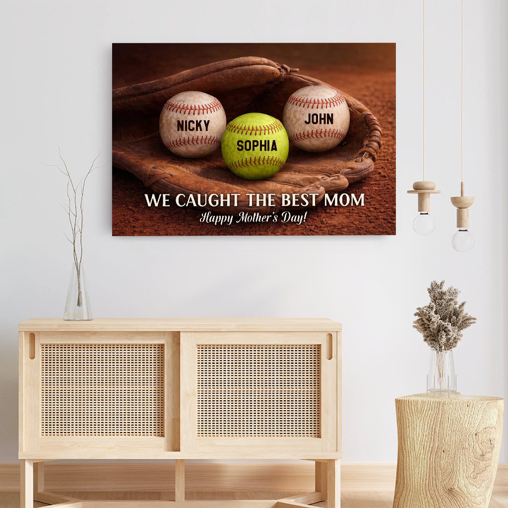 9044CUS3 happy mothers day baseball canvas wall art custom gifts for momdad 9044c8kra