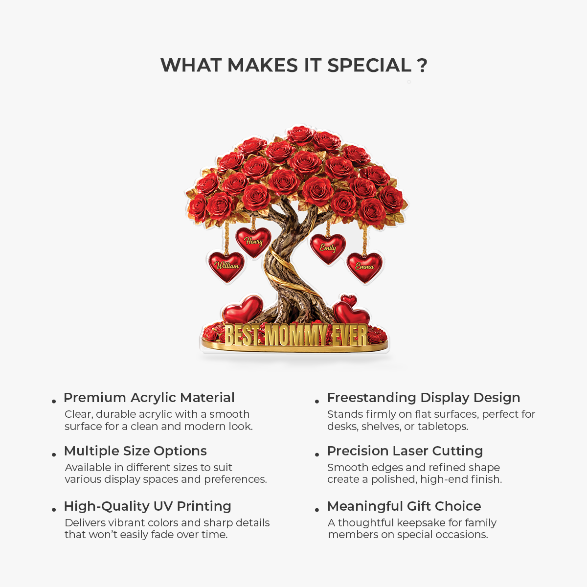 9070AUS4 3d printing effect rose tree shaped acrylic plaque custom gifts for momgrandma 9070ar6qpa